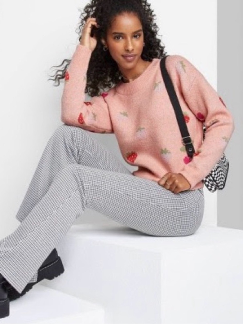 wild fable Pink Strawberry Crewneck Sweater